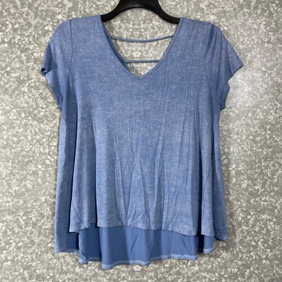 Lazy Sunday Heather Blue Oversized Strappy Back Top - Size Small - Short Sleeves - Picture 1 of 7